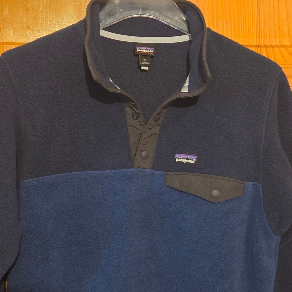 Patagonia Kids‎ XL 14 Synchilla Snap-T Fleece Pullover Blue Colorblock
